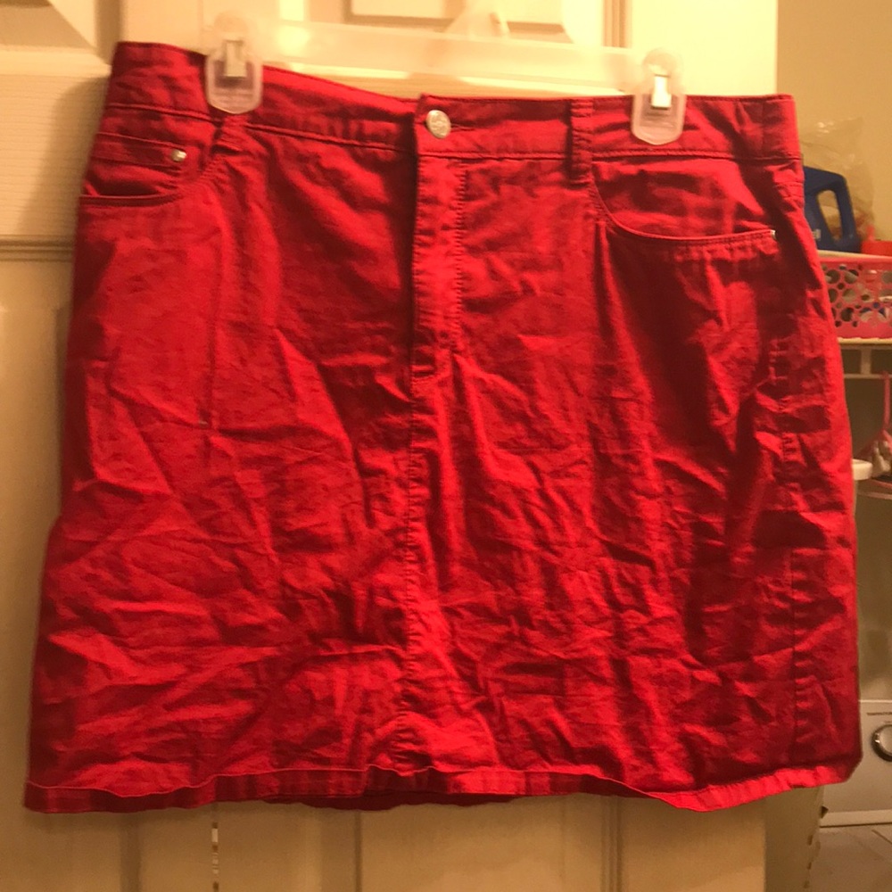Red jean skirt size 12